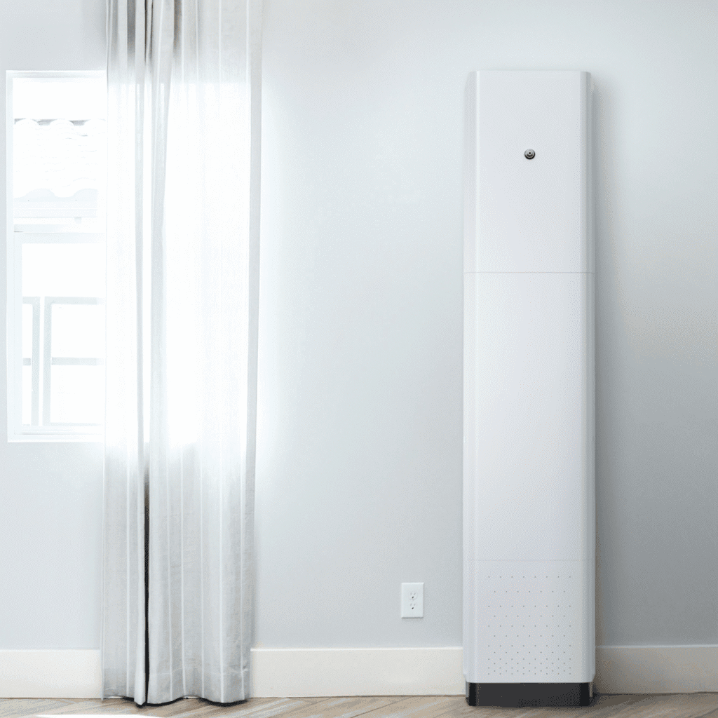 en mobil dimvattensprinkler står i boendemiljö